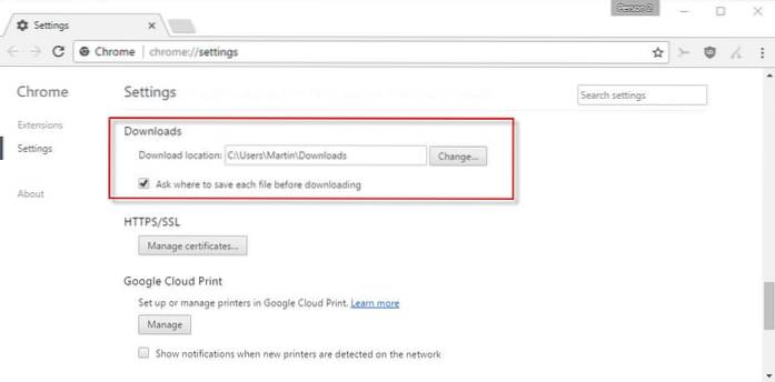 chrome fjerne downloadede filer