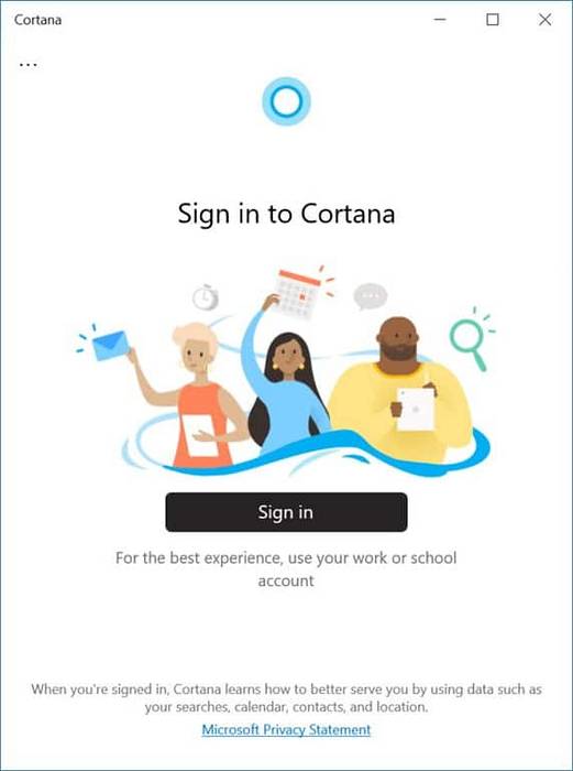 cortana não pode ser fechada