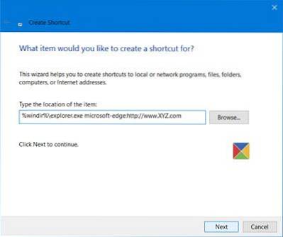 Erstellen Sie eine Website-Verknüpfung auf dem Desktop Windows 10 Edge