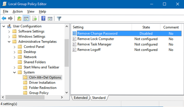 ctrl alt del options missing
