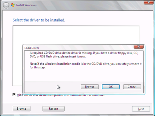 dell a required cd dvd device driver is missing