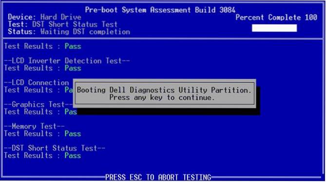 démarrage de diagnostic Dell sélectionné