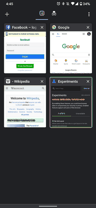 disable chrome new tab page android