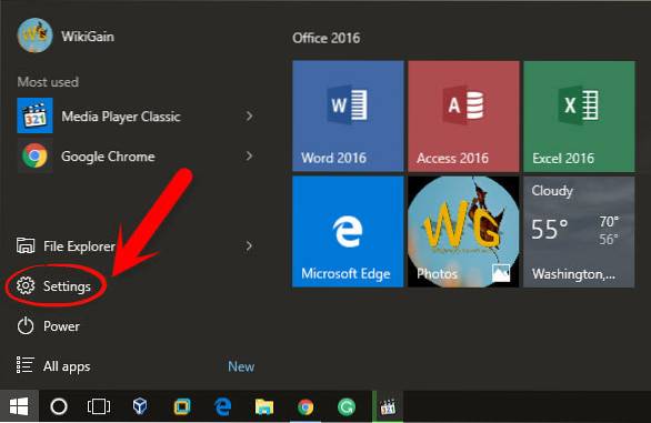 zakázat celou obrazovku start menu Windows 10