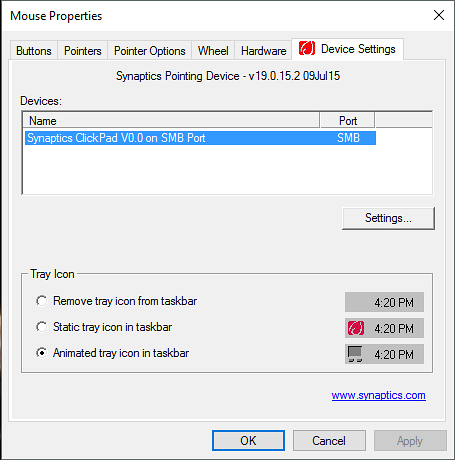 desative o painel de toque sináptico do Windows 10