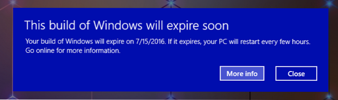 Zakázání této verze systému Windows brzy vyprší