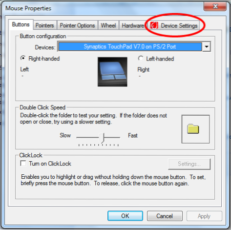 disabilitare le finestre del touchpad 7