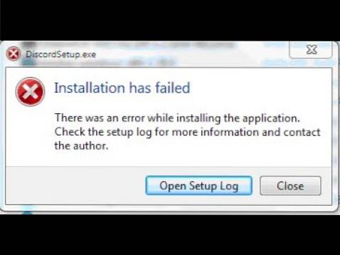 instalarea discordiei a eșuat