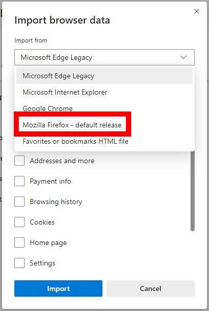 Randchromimport von Firefox