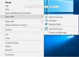 Bearbeiten Öffnen mit Kontextmenü, Windows 10
