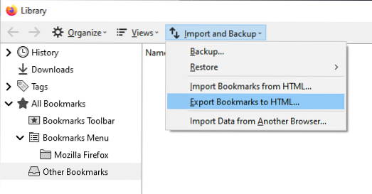 Firefox-Verlaufsexport