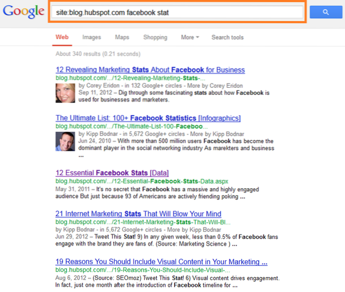 búsqueda de google para el sitio