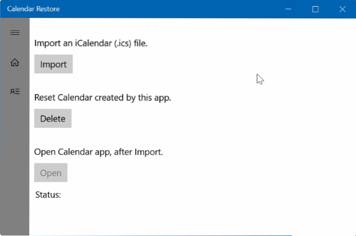 como adicionar ical ao calendário do windows 10