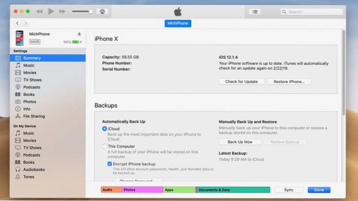 comment sauvegarder l'iphone sur mac