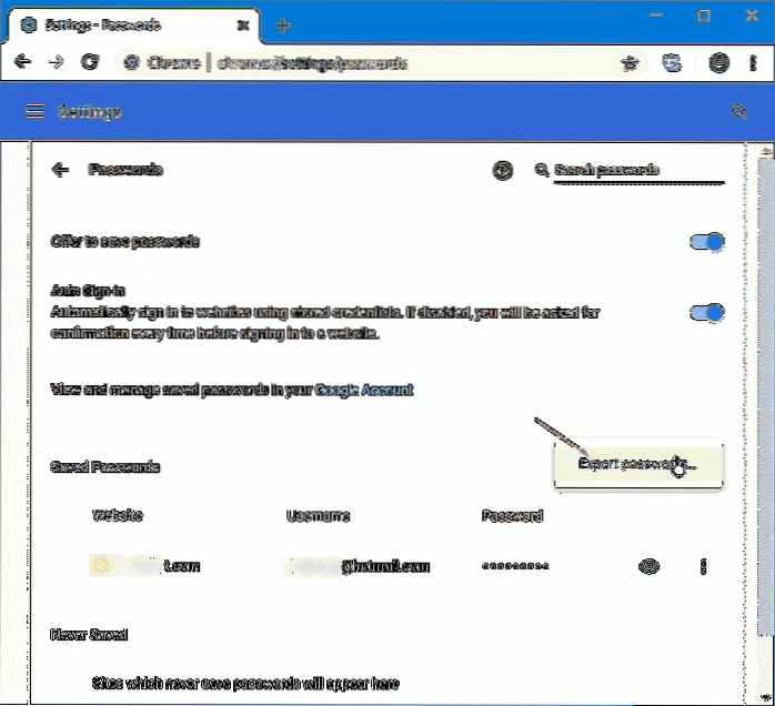 how to backup chrome settings and passwords