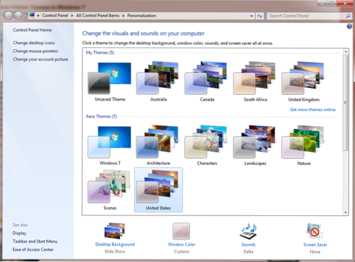 come cambiare tema in Windows 7