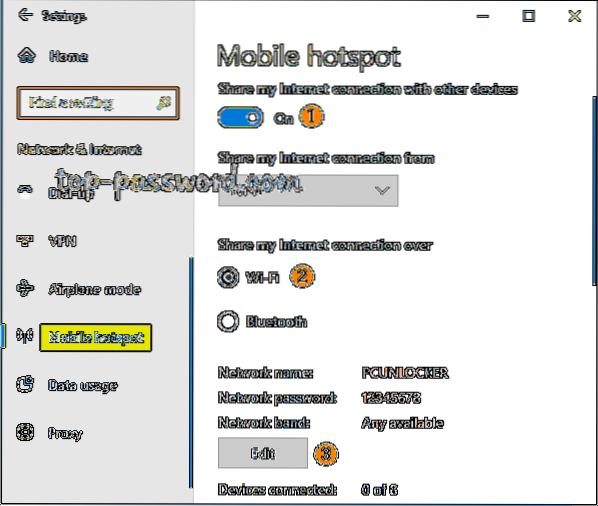 hvordan du endrer wifi-hotspot-passord i Windows 8