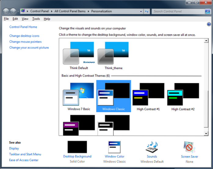 come cambiare il tema di Windows 7 da classico a base