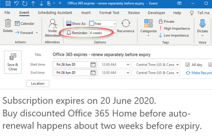 hvordan sjekke Office 365 forretningslisens utløpsdato