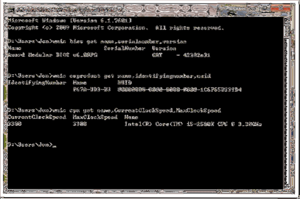 jak zkontrolovat generování procesoru v cmd