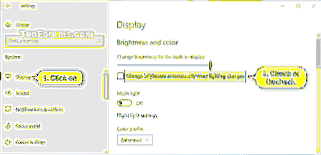 hvordan man deaktiverer automatisk lysstyrke i Windows 10