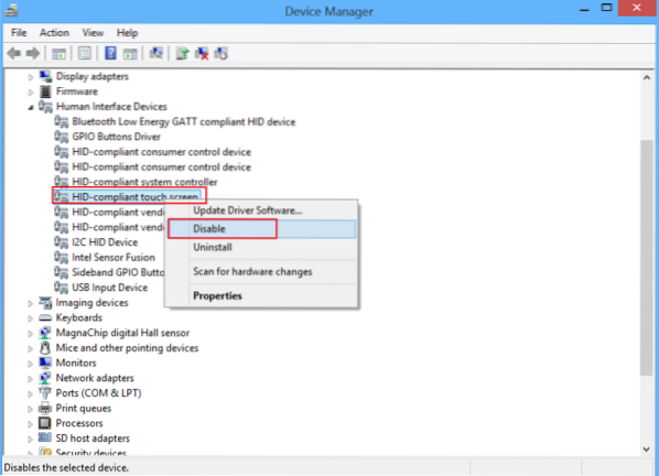 cum se activează ecranul tactil pe laptopul Windows 8 dell