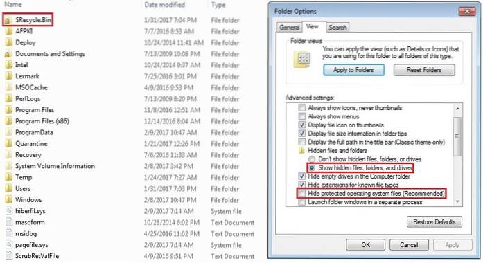 comment trouver le dossier de la corbeille