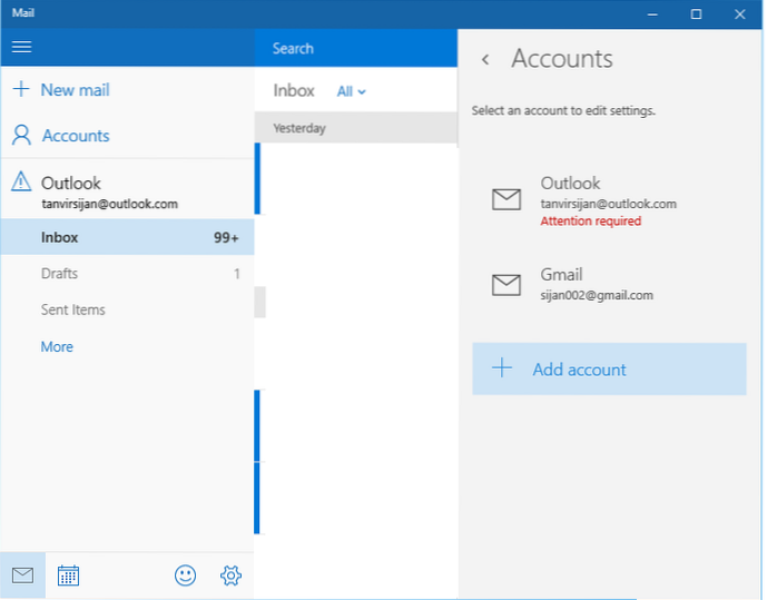 come riparare l'app di posta elettronica in Windows 10