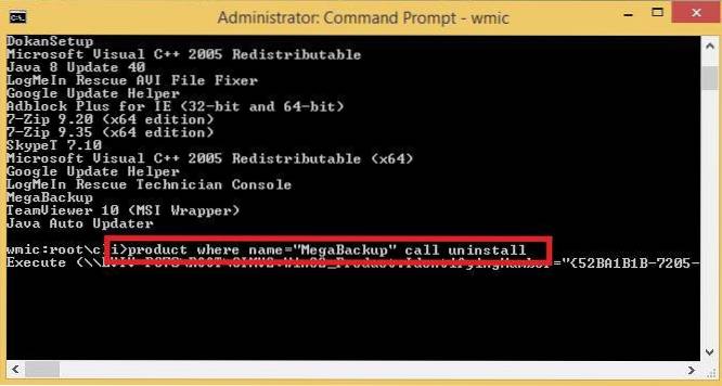 come forzare la disinstallazione di un programma utilizzando cmd