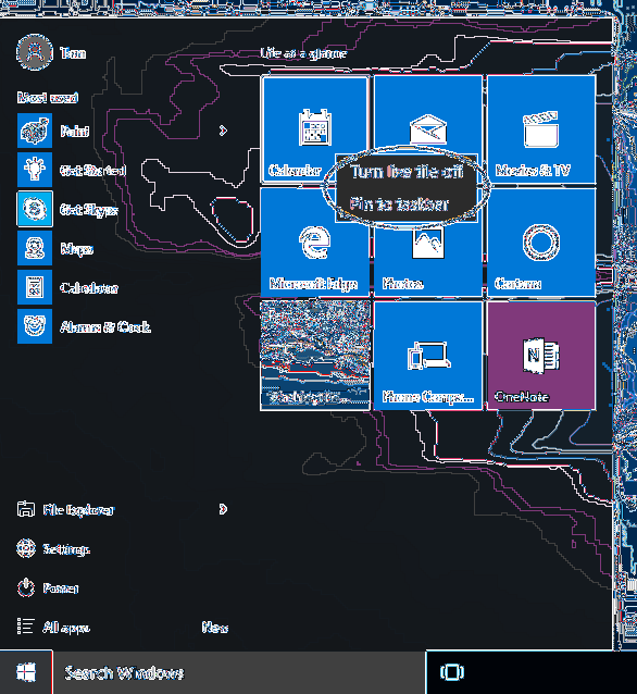 come bloccare le finestre del menu di avvio 10