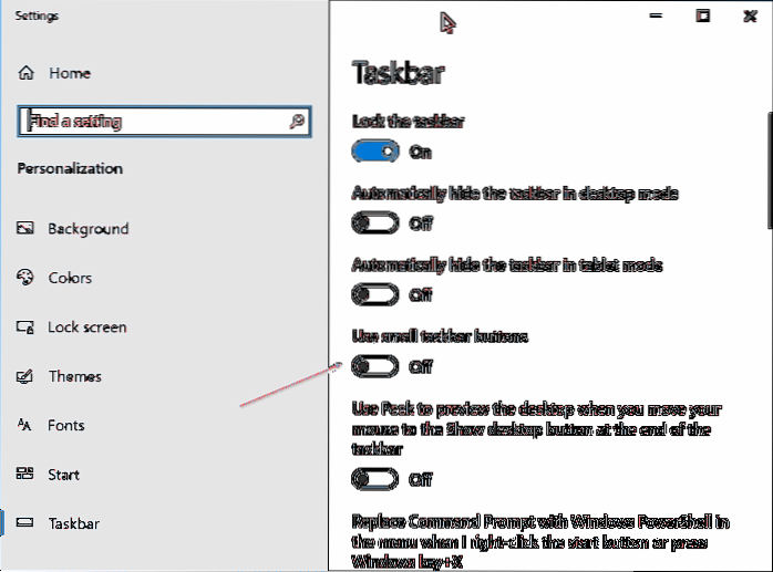 So vergrößern Sie Taskleistensymbole in Windows 10