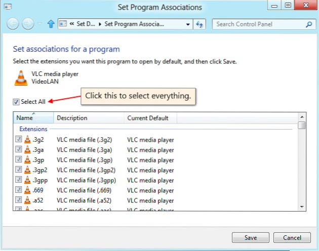 how to make vlc default video player windows 7