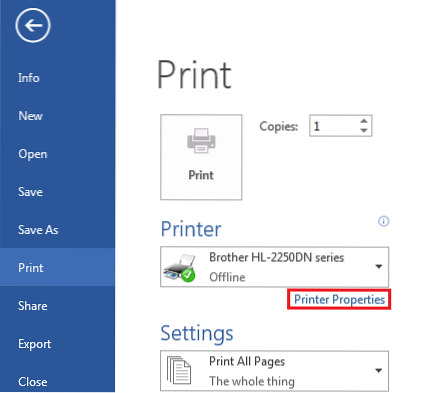 how to print in colour on word 2019