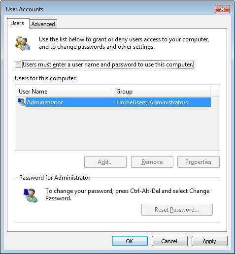 cum să eliminați parola de pe ecranul de blocare laptop Windows 7