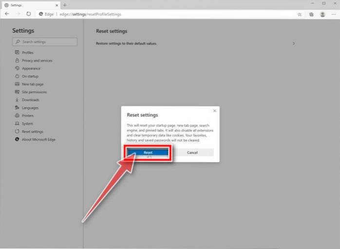 cum să resetați Microsoft să faceți
