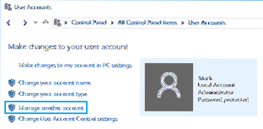 hvordan du gjenoppretter lokal brukerkonto i Windows 10