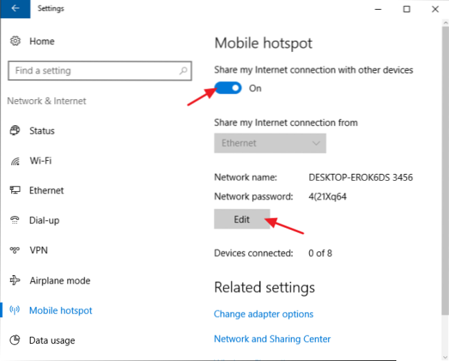 how to share wifi from laptop