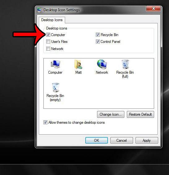 come mostrare il mio computer sul desktop in Windows 7