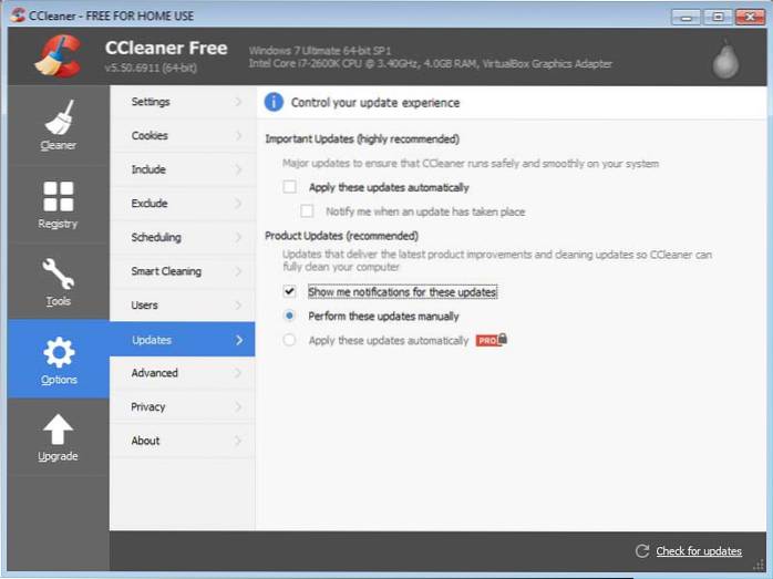 cum se dezactivează actualizarea ccleaner