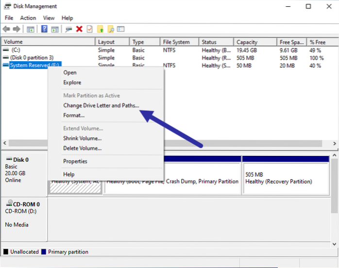 how to unhide system reserved partition in windows 10