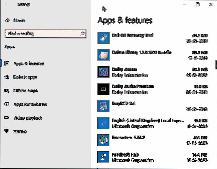 come disinstallare l'app delle impostazioni in Windows 10