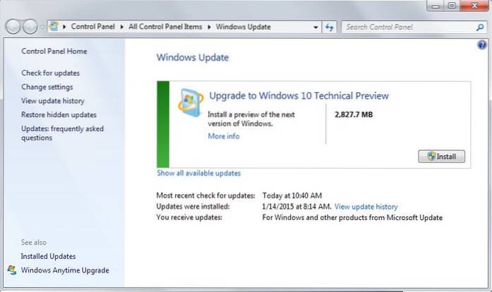 comment mettre à jour windows