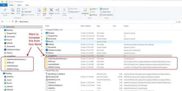 increase number of frequent folders in windows 10