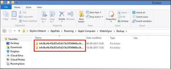 folder kopii zapasowych itunes