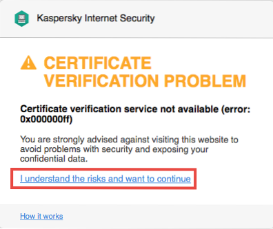 kaspersky forårsaker problemer med internettforbindelsen