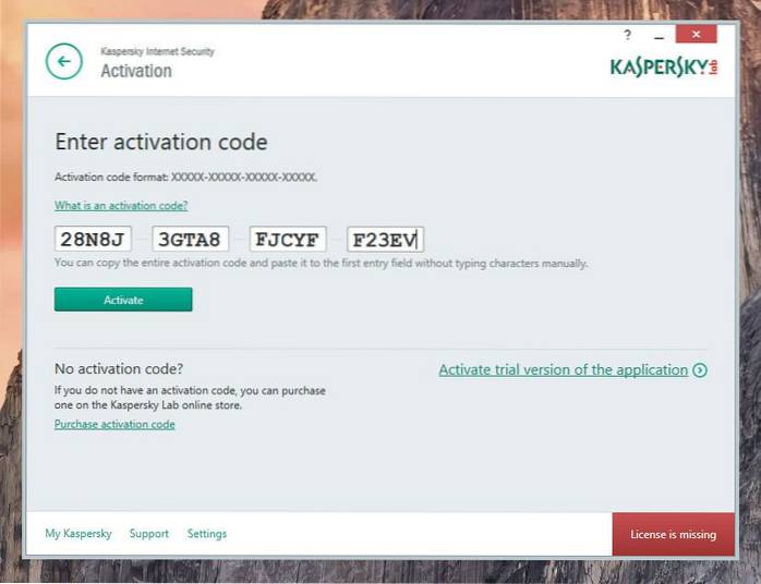 kaspersky klíč k aktivačnímu kódu