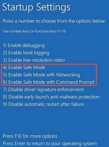 charger windows 10 en mode sans échec