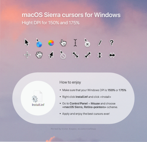 Mac OS Cursor für Windows 10