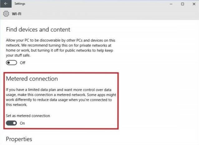 conexiunea măsurată nu apare în Windows 10