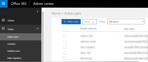microsoft 365 admin center elimina account